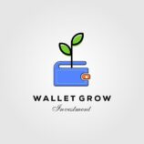 wallet leaf sprout money grow investment logo designs